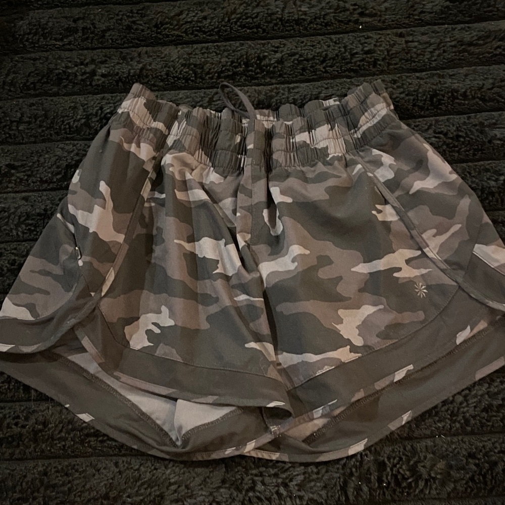 Athleta Camo Bike Shorts - Gray and White